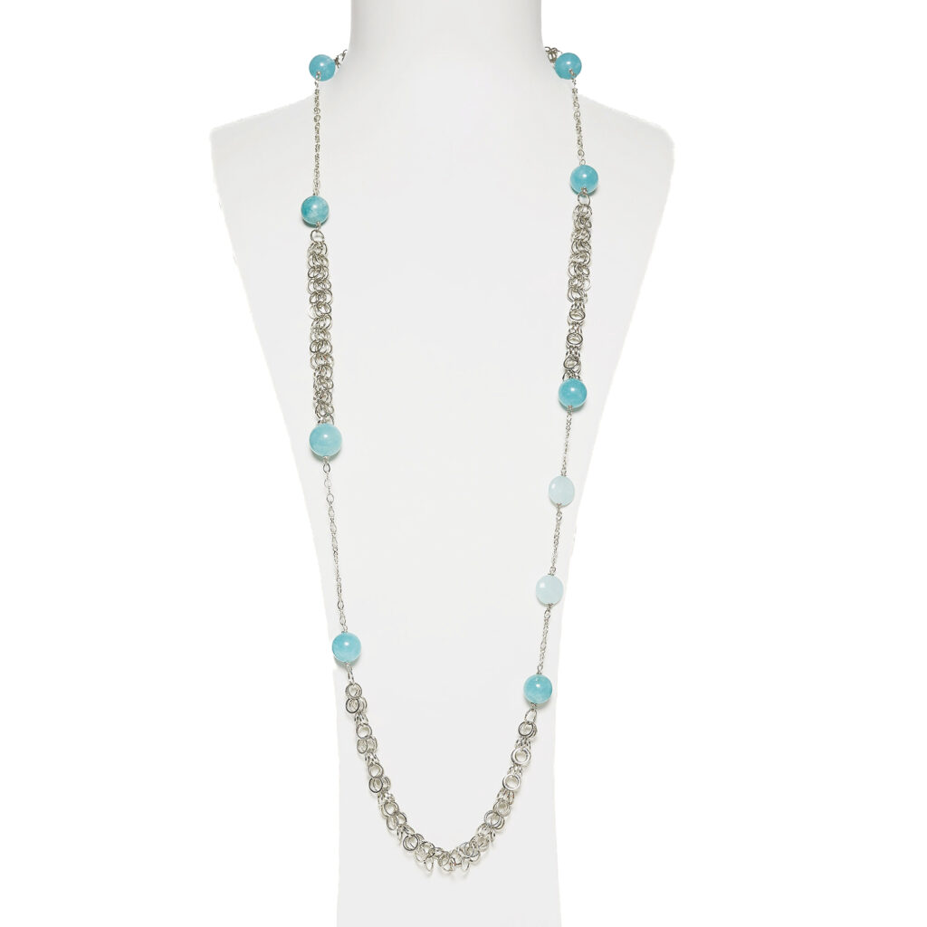 Collana con catena in metallo e Quarzo Azzurro