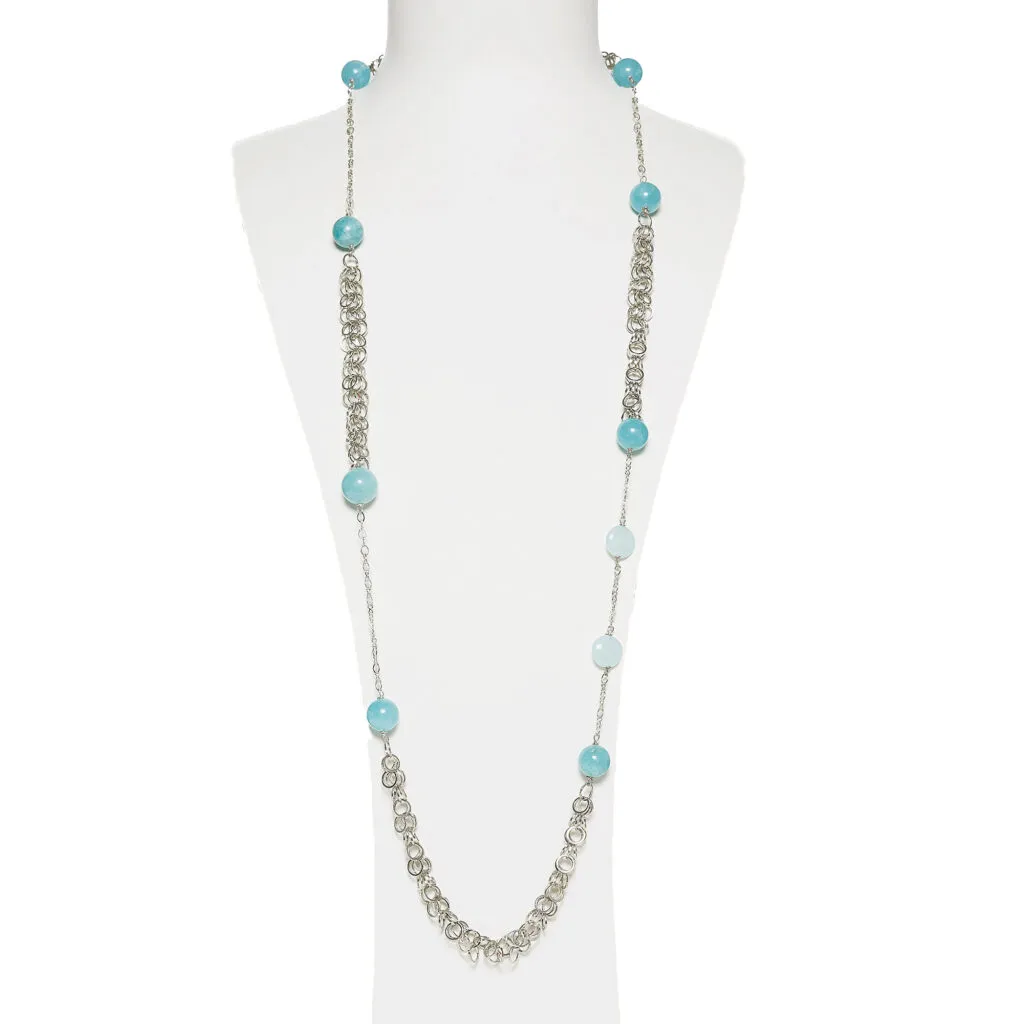 Collana con catena in metallo e Quarzo Azzurro