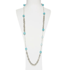 Collana con catena in metallo e Quarzo Azzurro