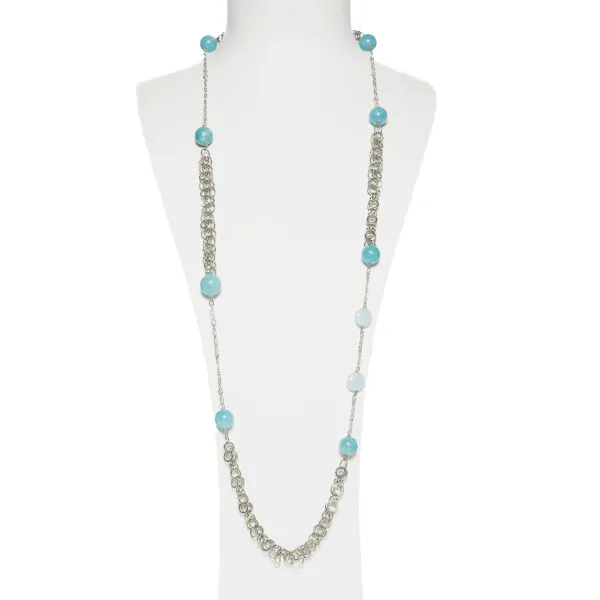 Collana con catena in metallo e Quarzo Azzurro