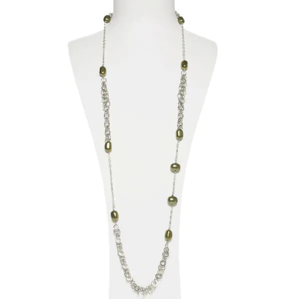 Collana con catena in metallo e Perle Shell