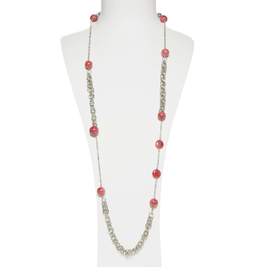 Collana con catena in metallo e Quarzo Ciliegia