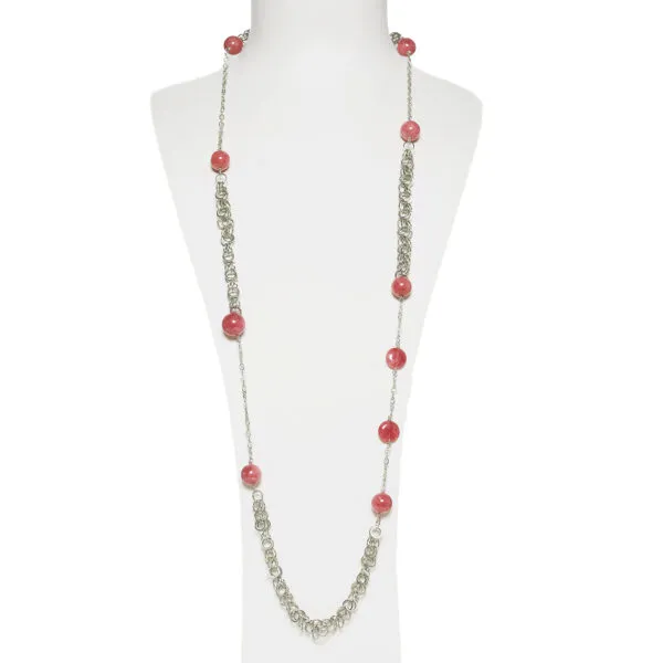 Collana con catena in metallo e Quarzo Ciliegia