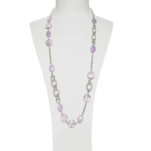 Collana lunga con elementi in Argento ed Ametista
