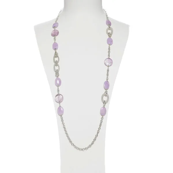 Collana lunga con elementi in Argento ed Ametista