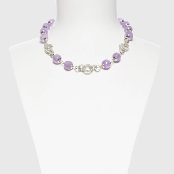 Collana corta con elementi in Argento ed Ametista