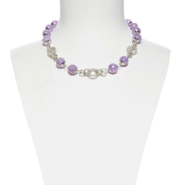 Collana corta con elementi in Argento ed Ametista
