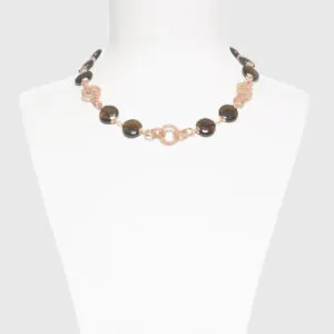 Collana corta in Argento rosato e Quarzo Fumè