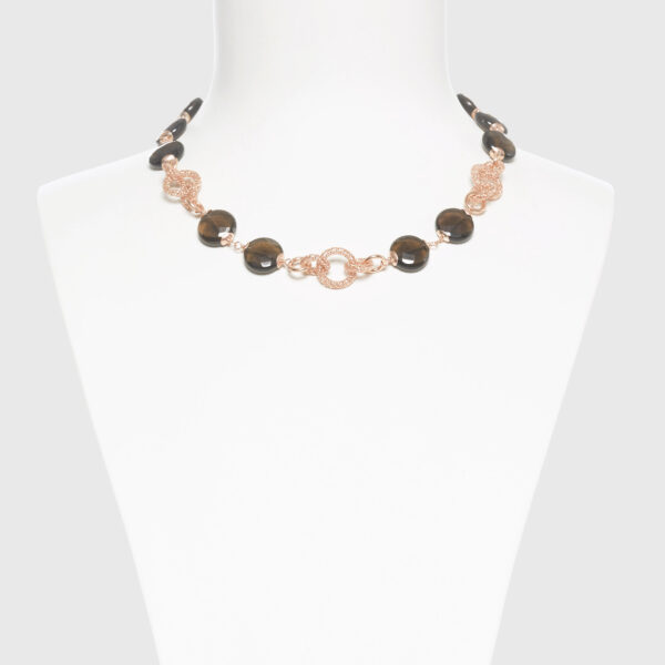 Collana corta in Argento rosato e Quarzo Fumè