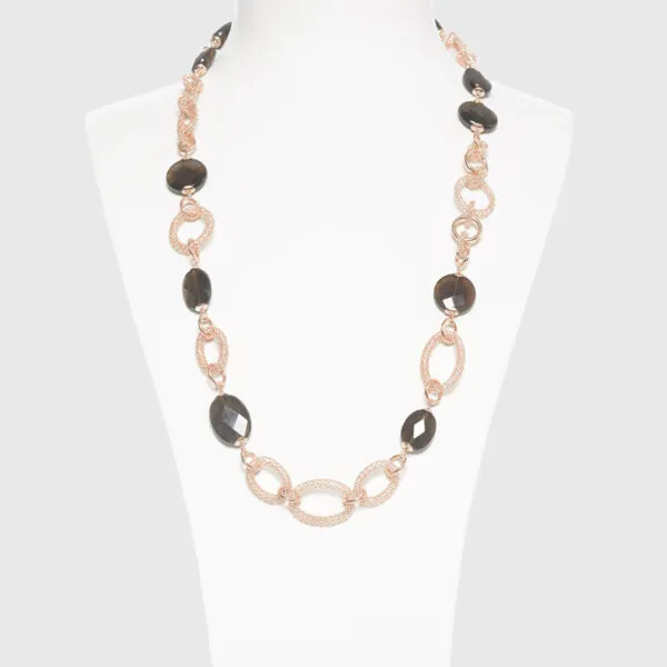 Collana media in Argento rosato e Quarzo Fumè