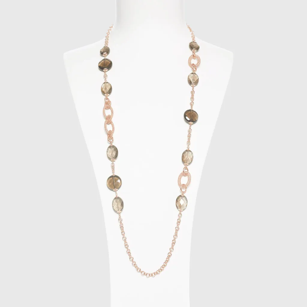 Collana media in Argento rosato e Quarzo Fumè