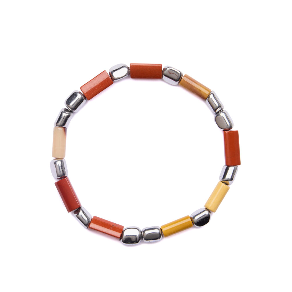Bracelet élastique pour homme en Jaspe et Mokaite