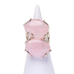 Bague réglable en argent avec quartz rose et morganite