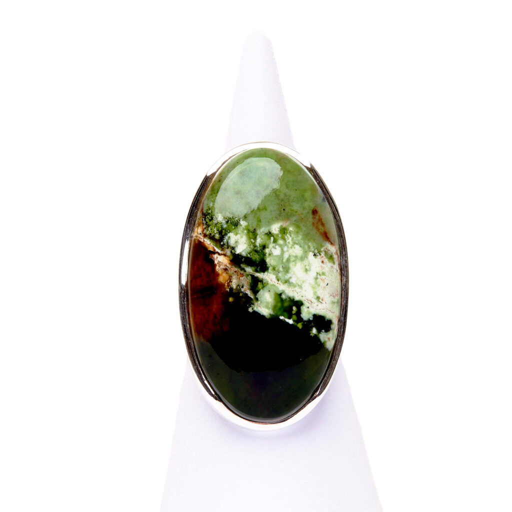 Bague en argent avec Calcédoine Chrome Mis.19