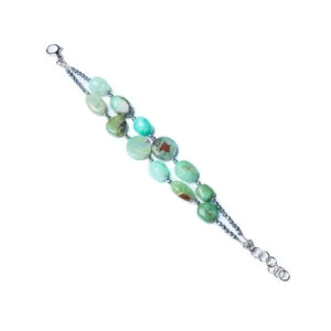 Bracciale a due fili in Crisoprasio ed Ematite