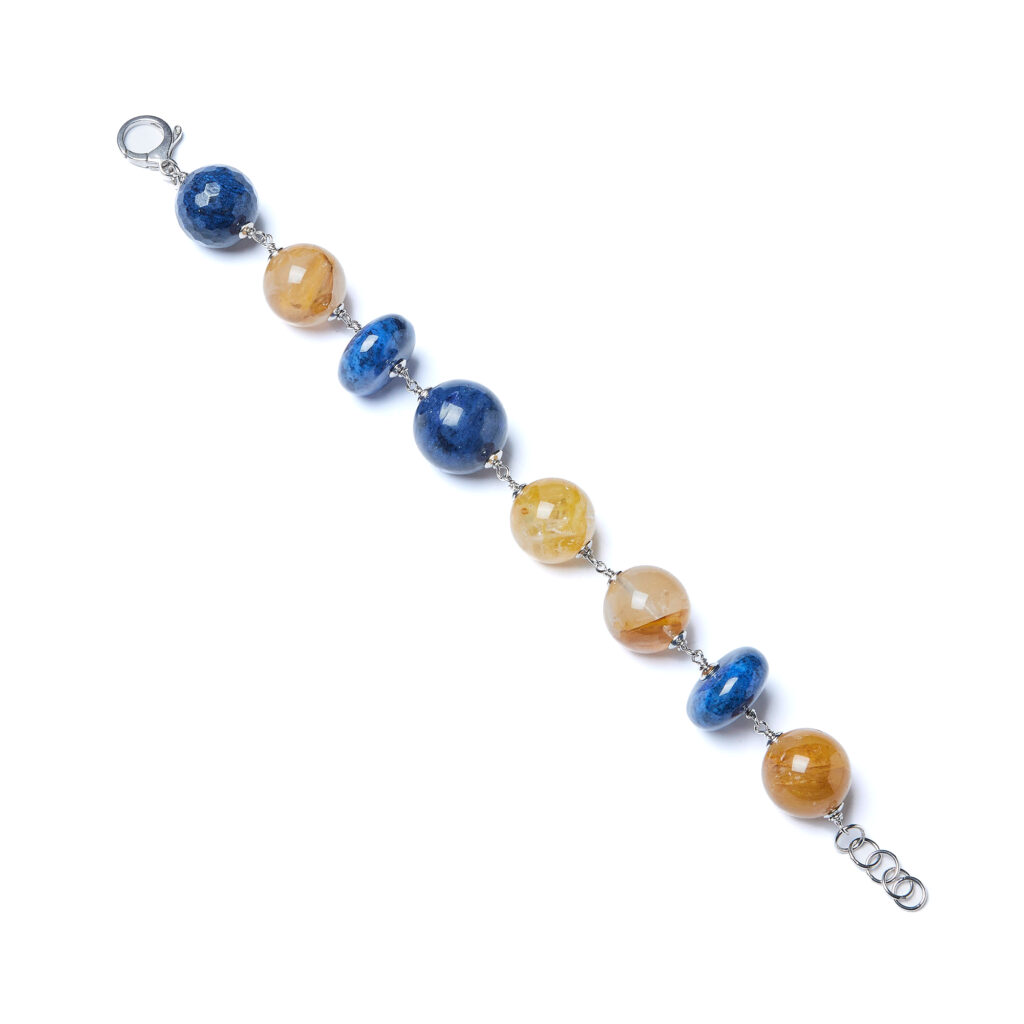 Bracciale in Dumortierite e Quarzo Ematoide Giallo