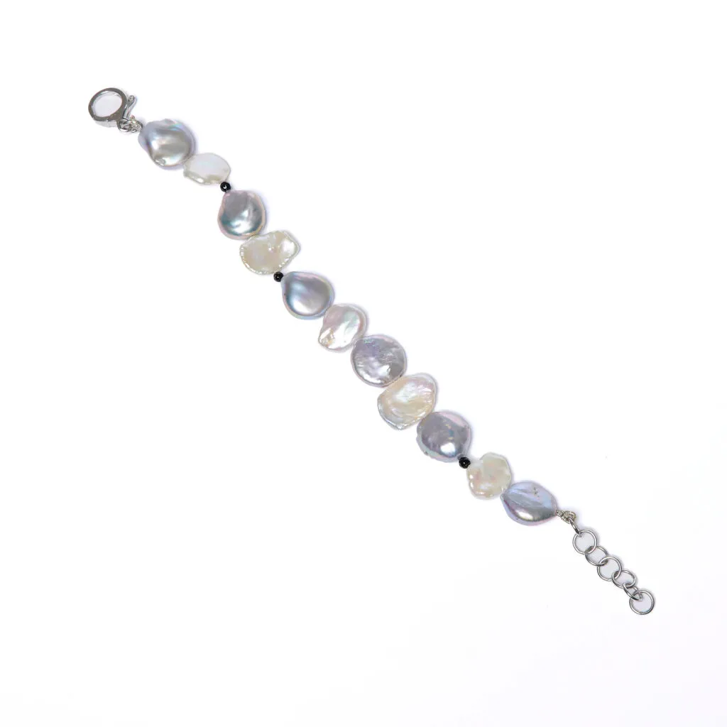 Bracciale infilato in Perle ed Agata Nera