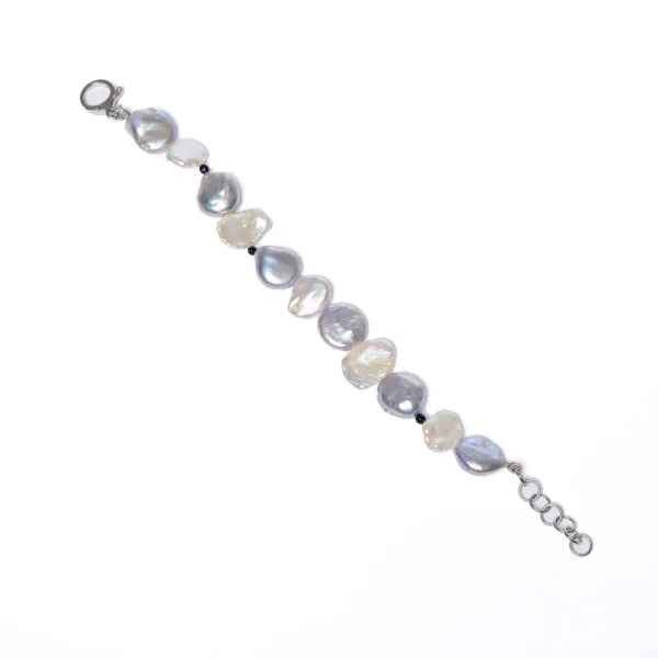 Bracciale infilato in Perle ed Agata Nera