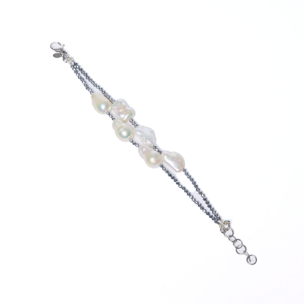 Bracciale a due fili in Perle con Ematite