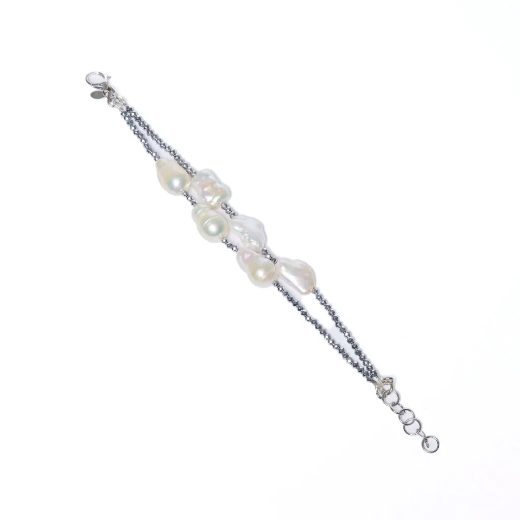 Bracciale a due fili in Perle con Ematite