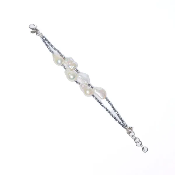 Bracciale a due fili in Perle con Ematite