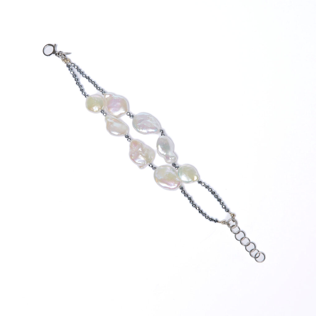 Bracciale a due fili in Perle con Ematite