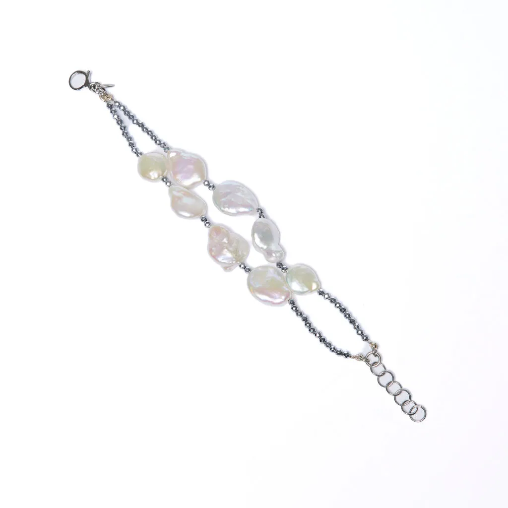 Bracciale a due fili in Perle con Ematite