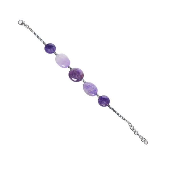 Bracciale in Ametista ed Ematite rodiata