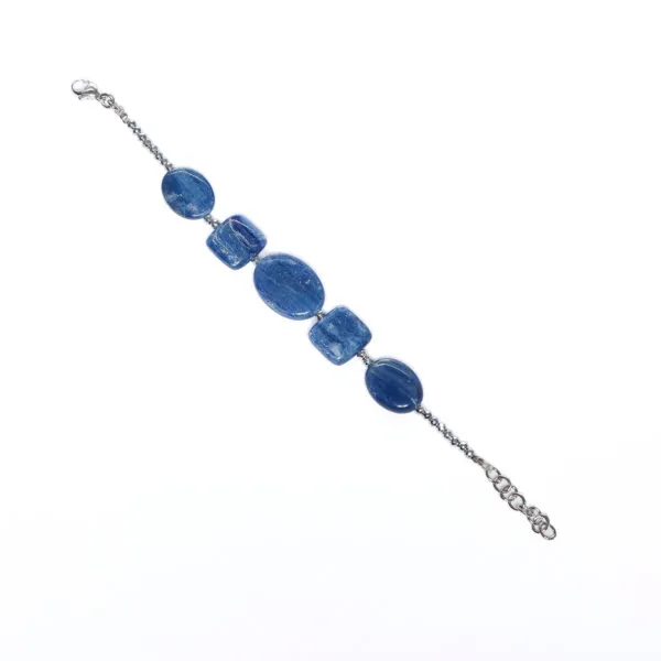 Bracciale infilato in Cianite ed Ematite rodiata