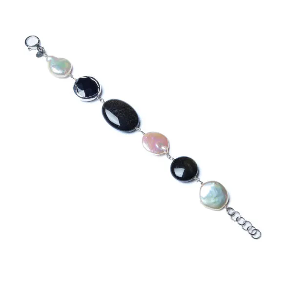 Bracciale in Ossidiana, Perle ed Agata Scontornata