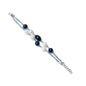 Bracciale in Perle ed Agata Nera, con Ematite