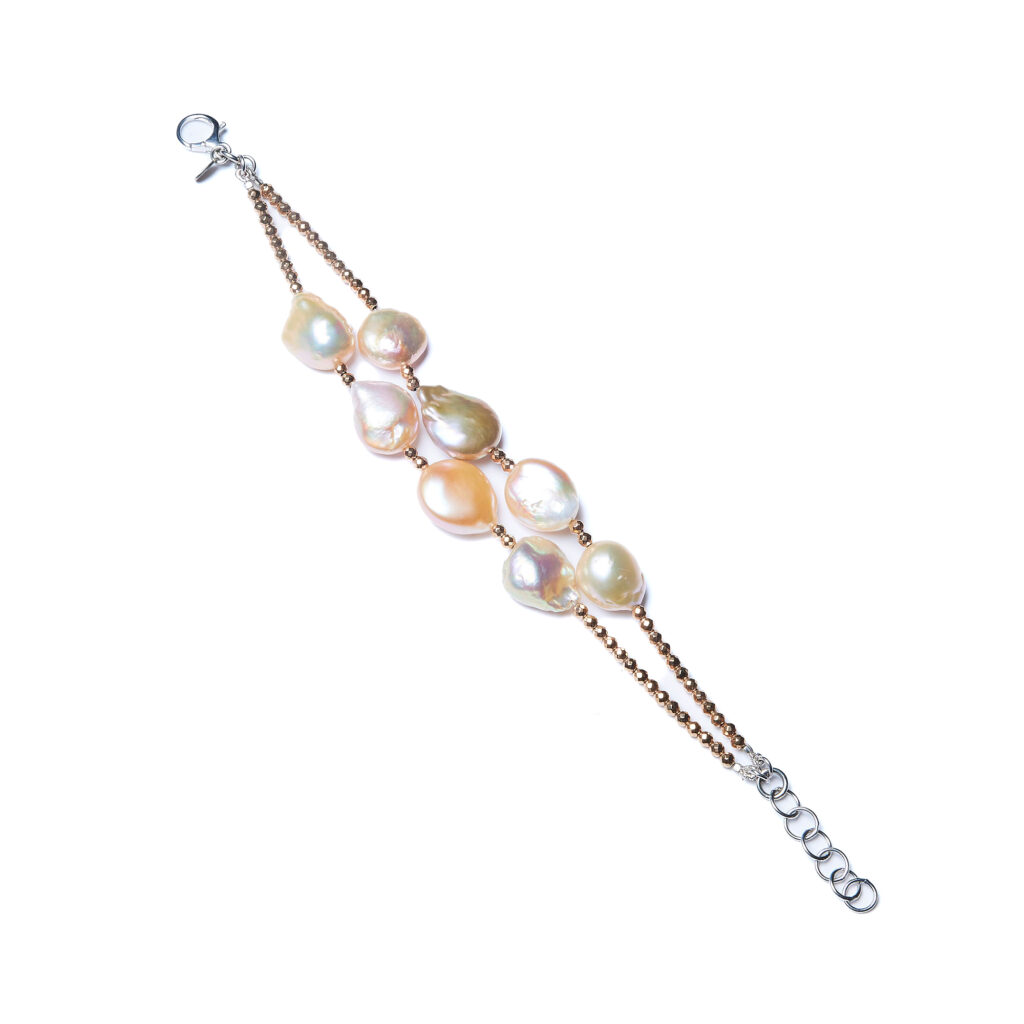 Bracciale in Ematite dorata e Perle