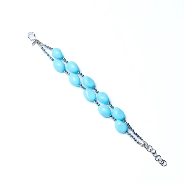 Bracciale infilato in Pasta di Turchese ed Ematite