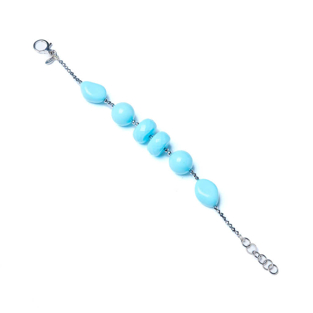 Bracciale infilato in Pasta di Turchese ed Ematite