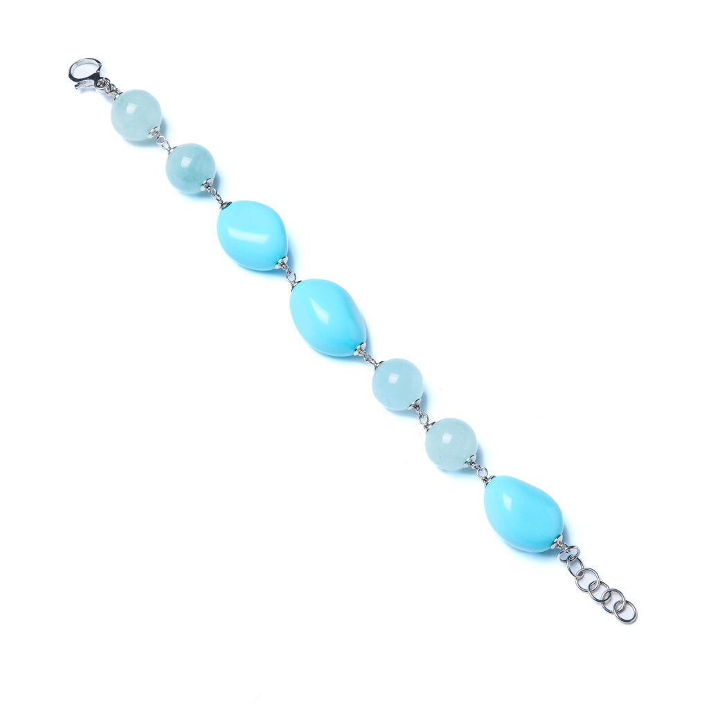 Bracciale rilegato in Pasta di Turchese ed Acquamarina