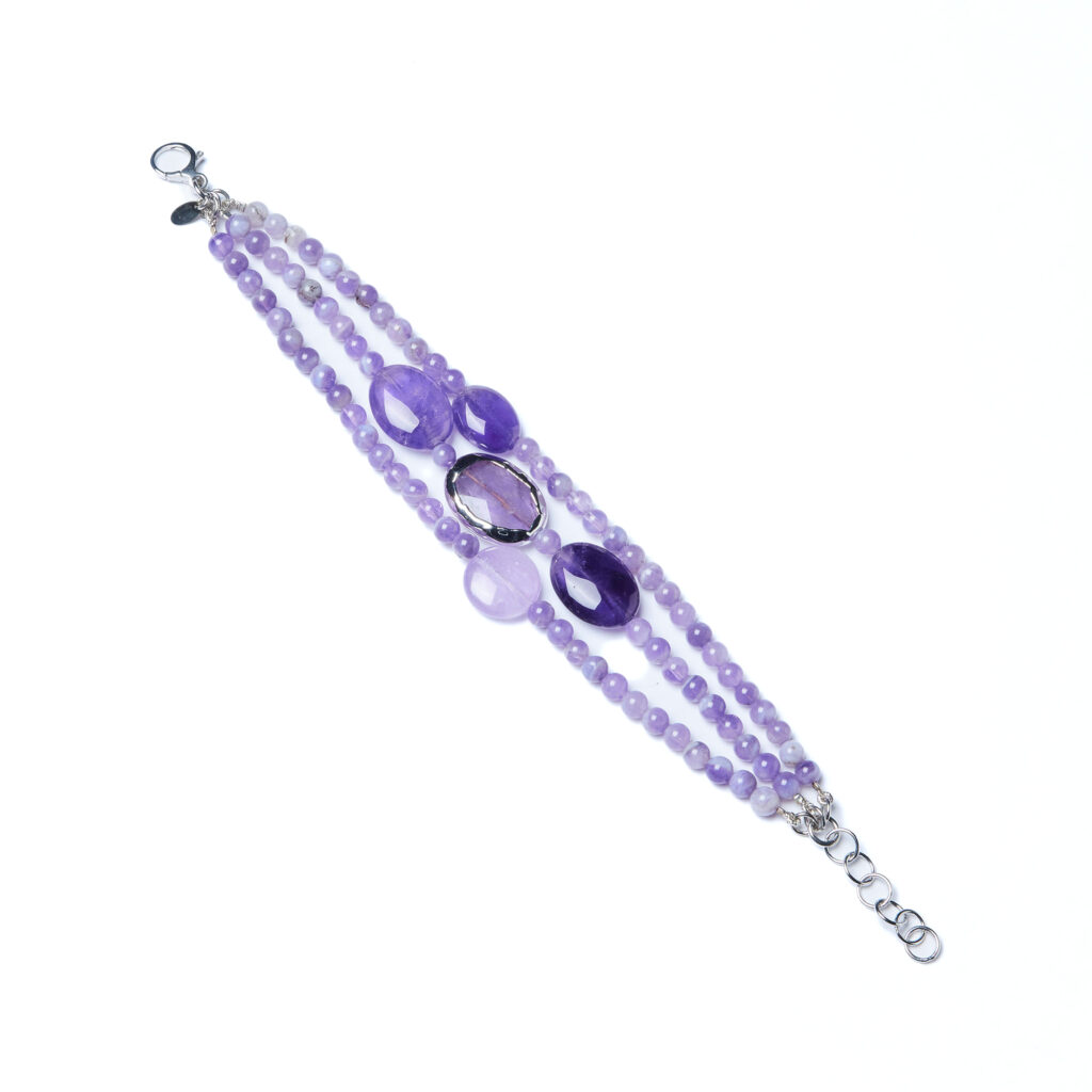 Bracciale a tre fili in Ametista con Scontornato