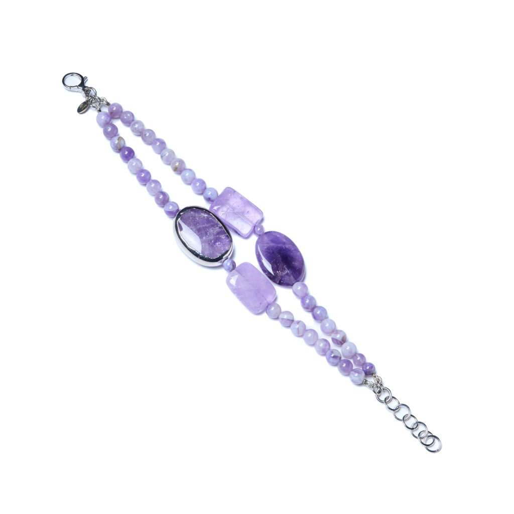 Bracciale a due fili in Ametista con Scontornato