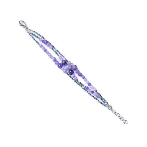Bracciale a tre fili in Ametista ed Ematite