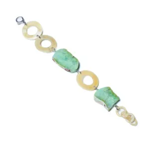 Bracciale rilegato con Crisoprasio e Corno