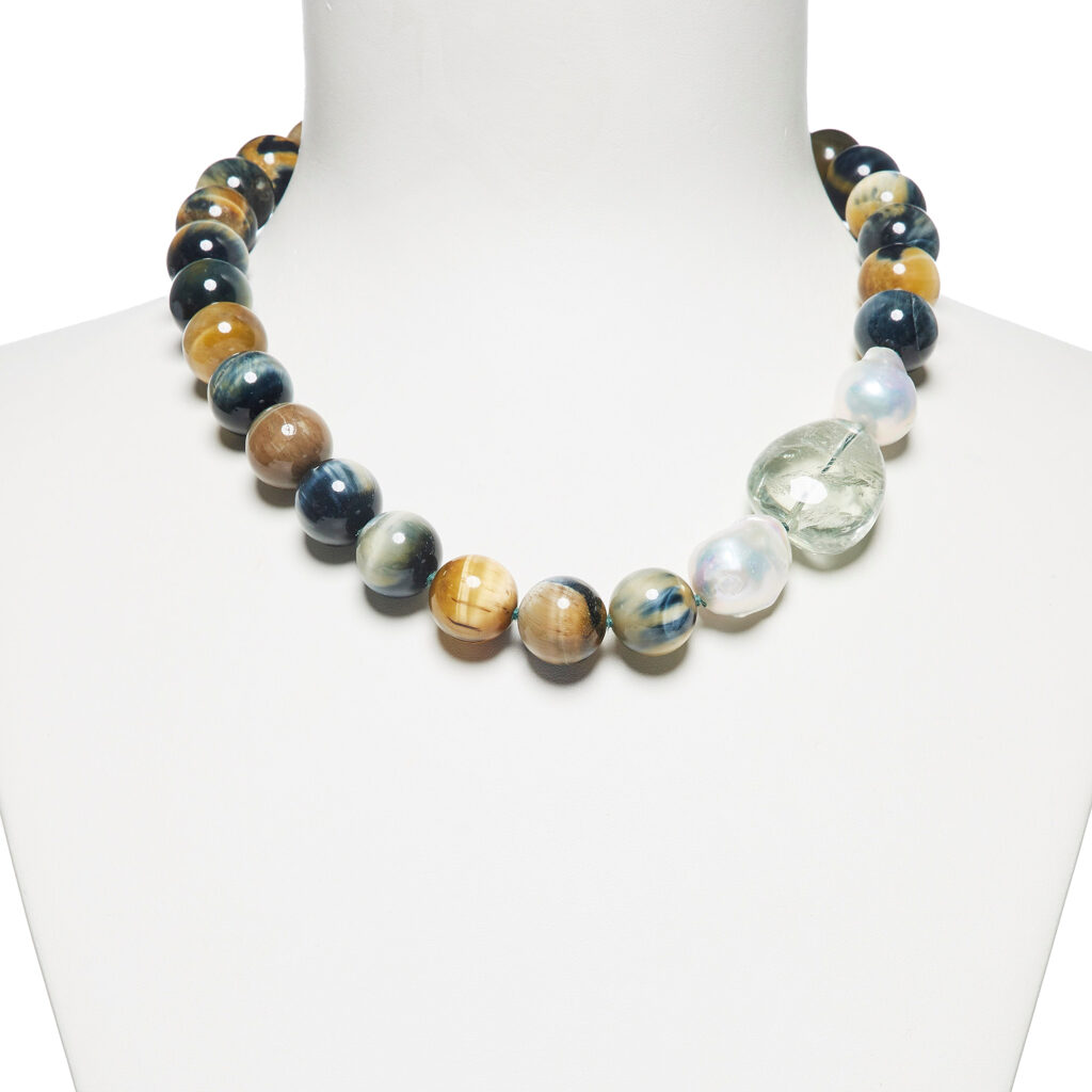 Collana in Occhio di Falco e Prasiolite