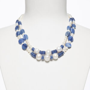 Collana in Perle e Cianite a due fili