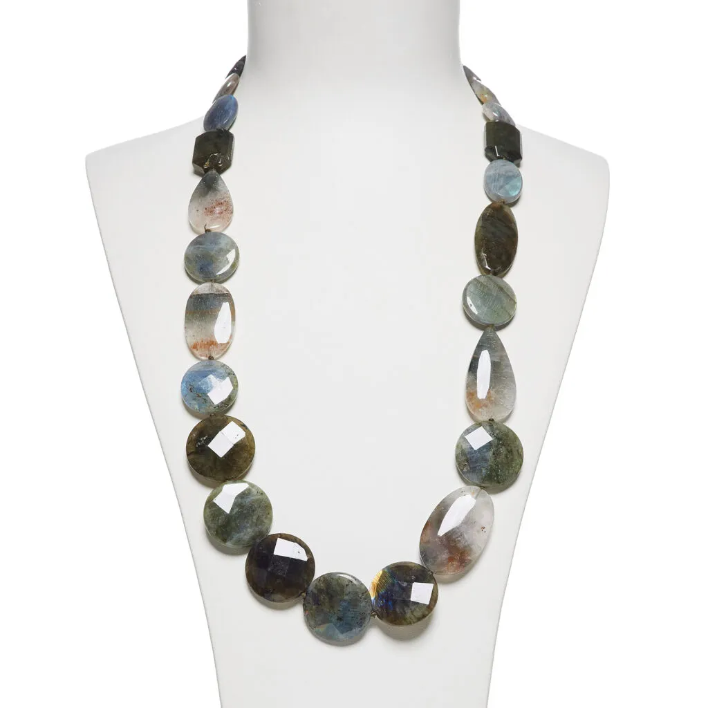 Collana in Labradorite, Lodolite ed Argento