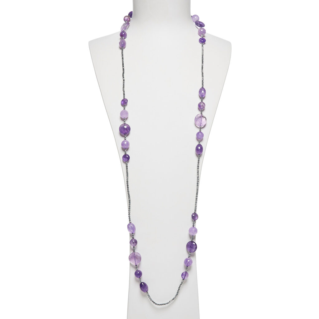 Collana in Ametista ed Ematite rodiata