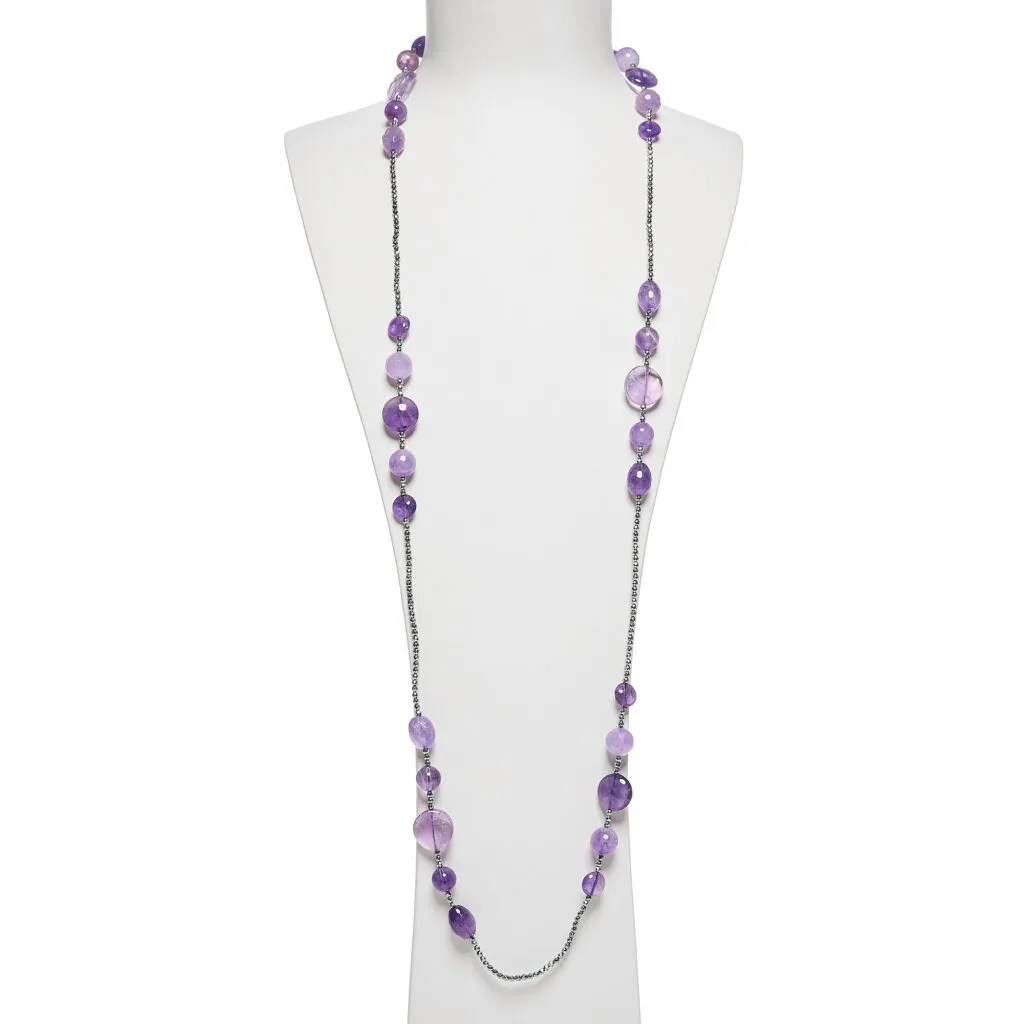 Collana in Ametista ed Ematite rodiata