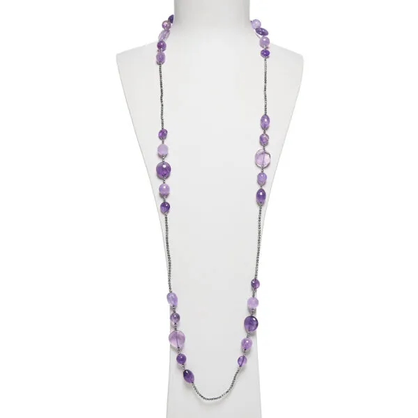 Collier en améthyste et hématite rhodiée