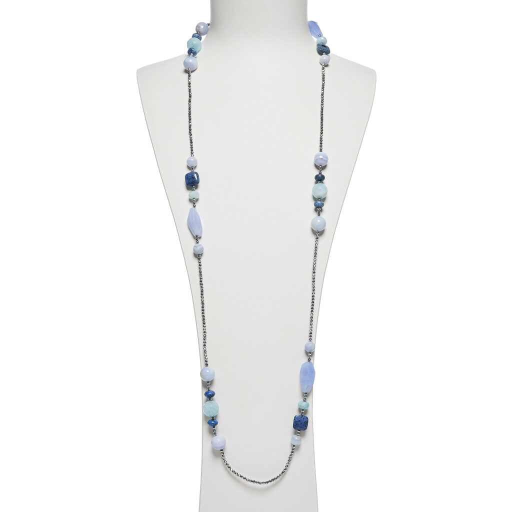 Collana in Calcedonio, Acquamarina e Dumortierite