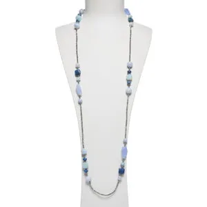 Collana in Calcedonio, Acquamarina e Dumortierite