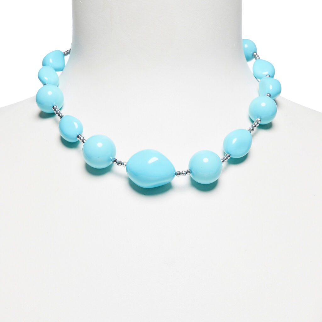 Collana corta in Pasta Turchese ed Ematite Rodiata