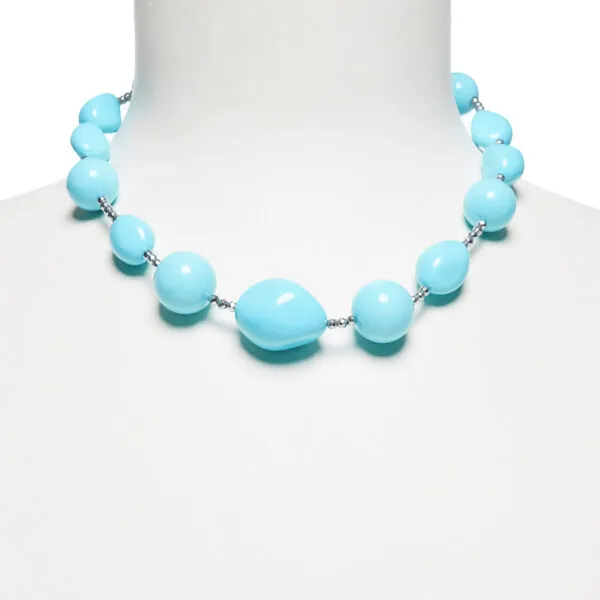 Collana corta in Pasta Turchese ed Ematite Rodiata