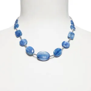 Collana in Cianite con Ematite rodiata